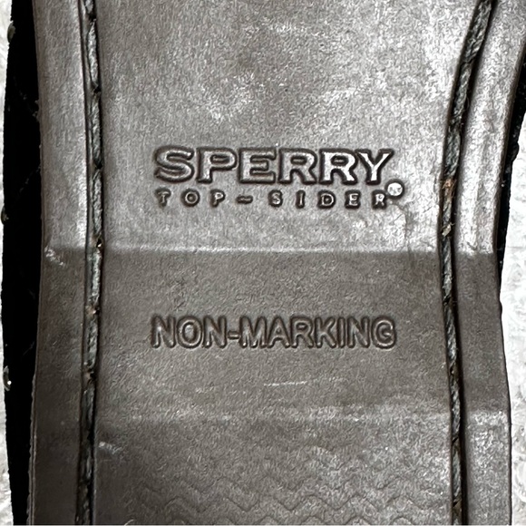 Sperry Black Velvet and Gold Studded Boat Shoe Sz 6 - Picture 8 of 9